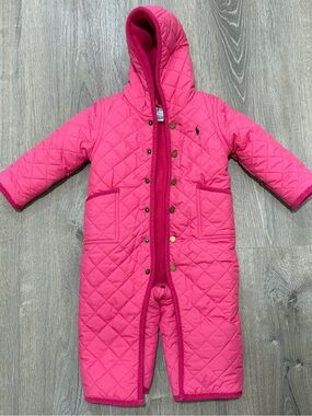 Ralph Lauren Hot Pink Quilted Hooded Snowsuit